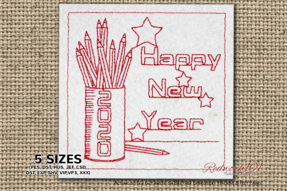 Review: Coloring Pencil Box New Year Redwork for Boutiques