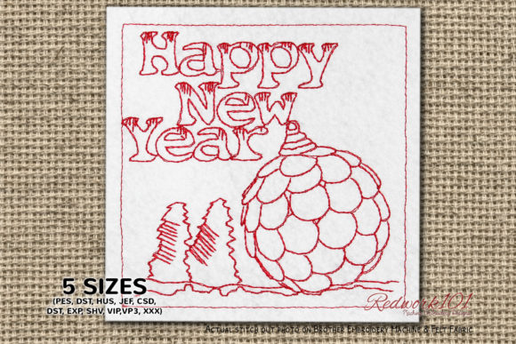 Review: Happy New Year Hanging Baubles Redwork