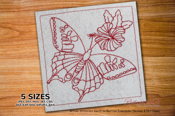 Reviewing Papilio Machaon Butterfly Redwork for Boutique Sweatshirts