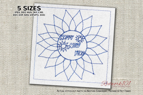 Reviewing Sunflower Design Happy New Year Redwork